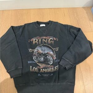 Anine Bing Black Graphic Crewneck Sweater